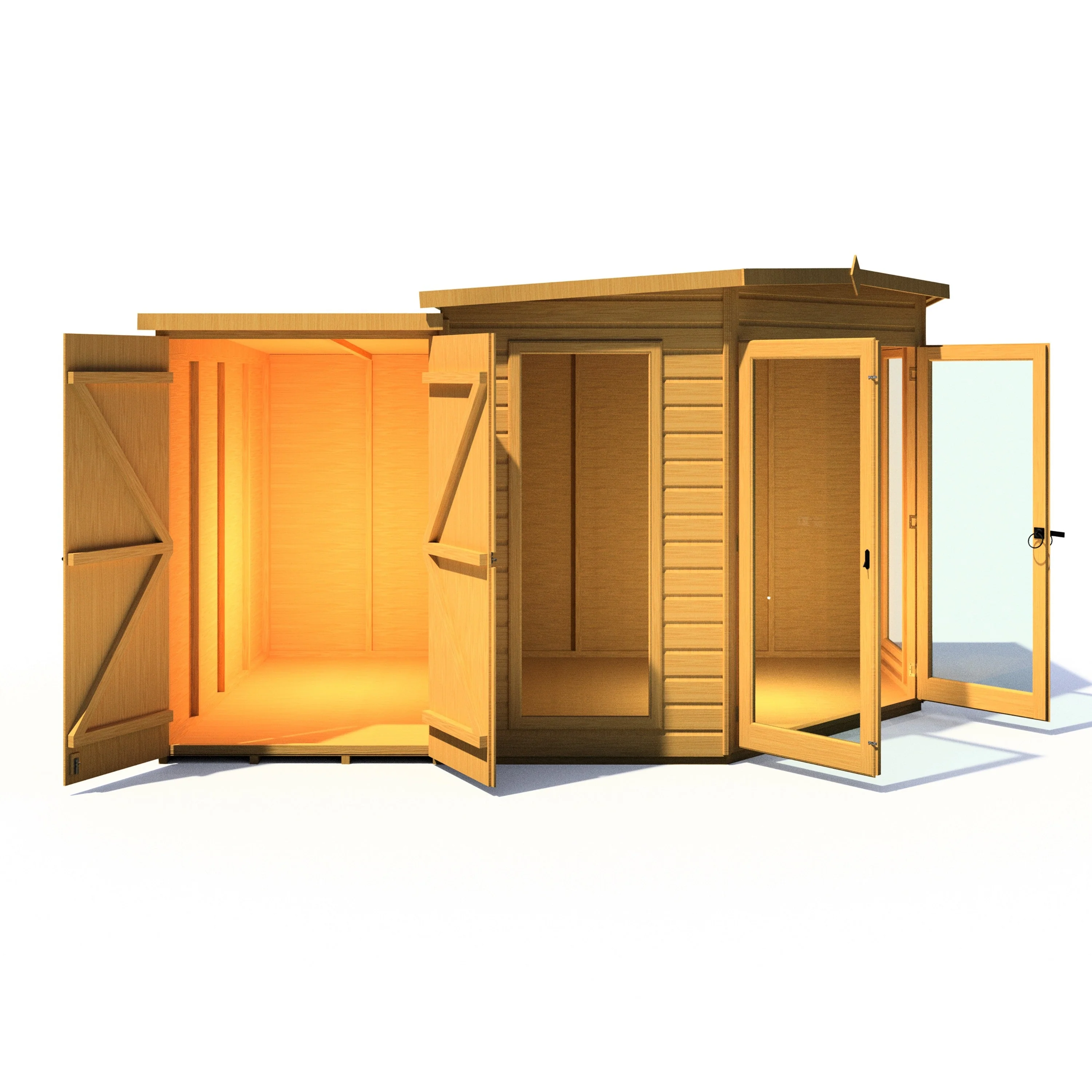 Shire Barclay 3' 9" x 7' 4" Pent Summerhouse with Side Shed - Premium Coated Shiplap - Image 2
