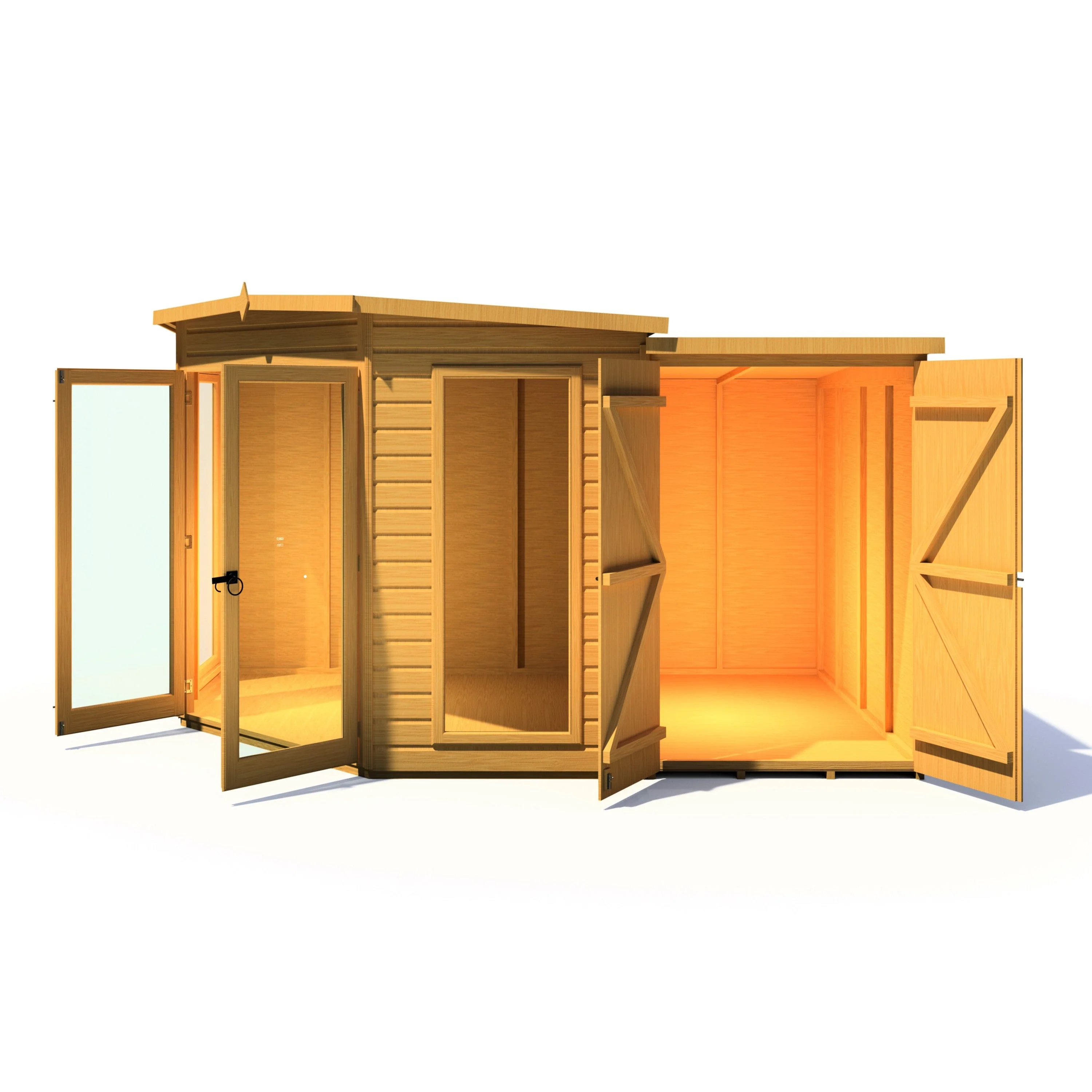 Shire Barclay 3' 9" x 7' 4" Pent Summerhouse with Side Shed - Premium Coated Shiplap - Image 5