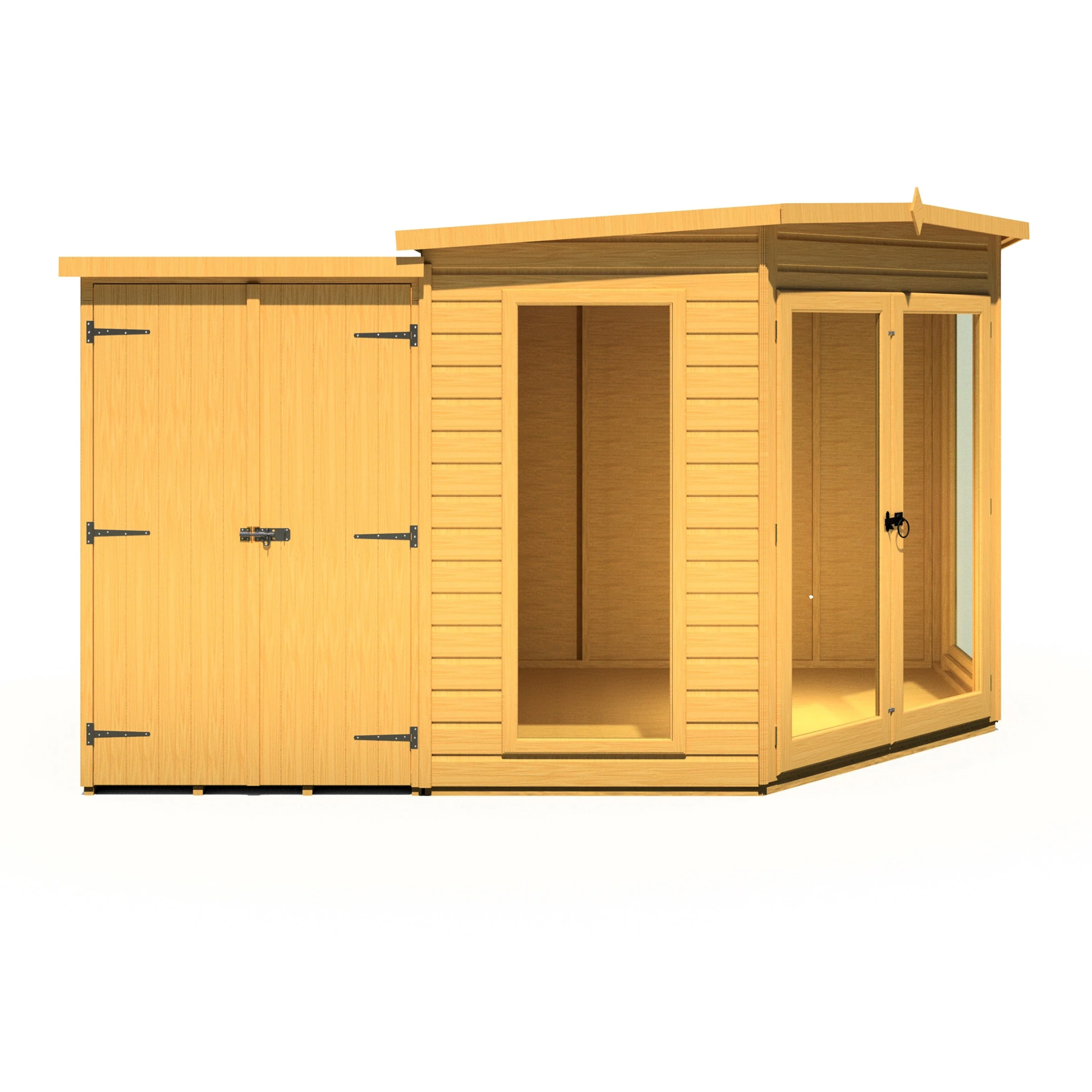 Shire Barclay 3' 9" x 7' 4" Pent Summerhouse with Side Shed - Premium Coated Shiplap - Image 6