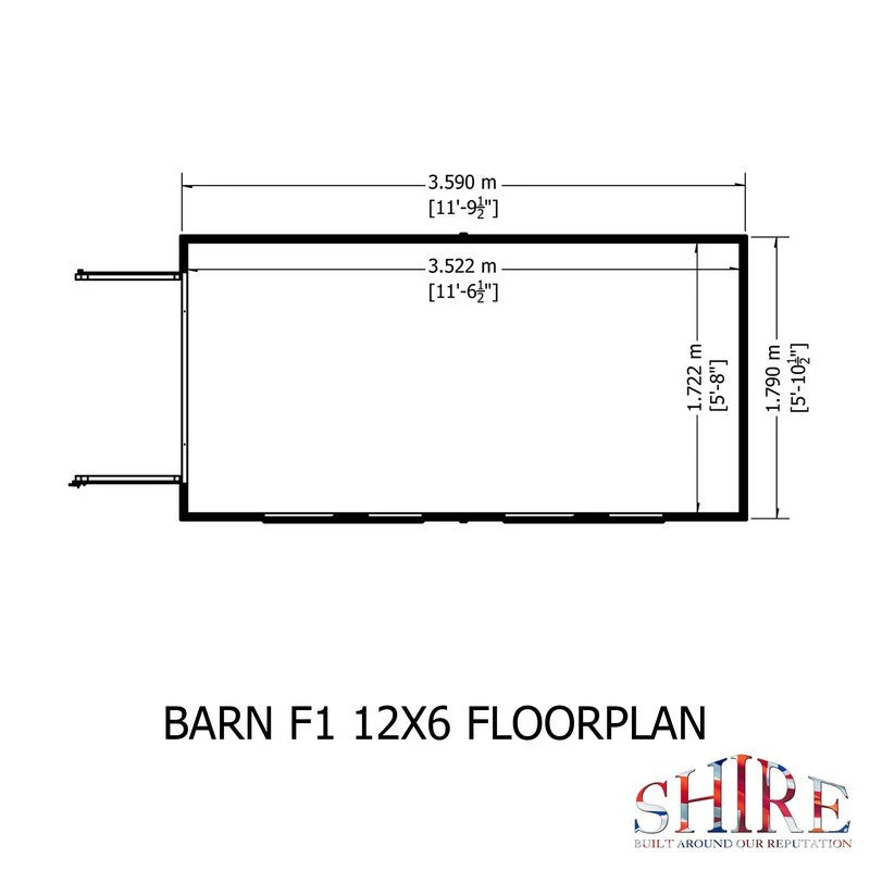 Shire Barn 11' 9" x 5' 10" Barn Shed - Premium Coated Shiplap - Image 7