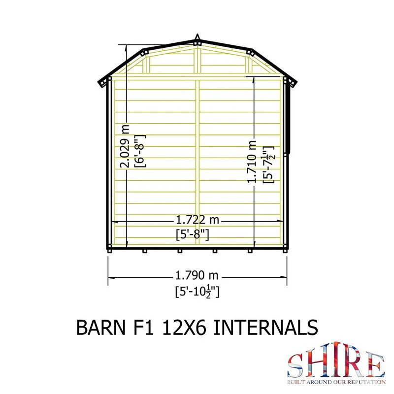 Shire Barn 11' 9" x 5' 10" Barn Shed - Premium Coated Shiplap - Image 8