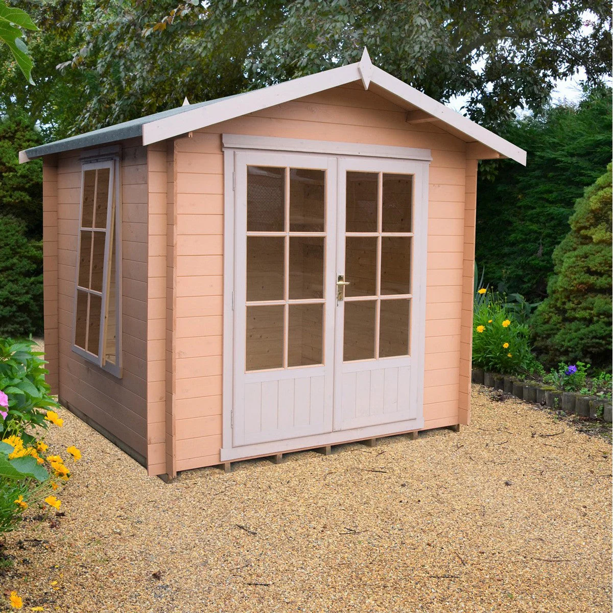 Shire Barnsdale 9' 9" x 9' 9" Apex Log Cabin - Premium 19mm Cladding Log Clad