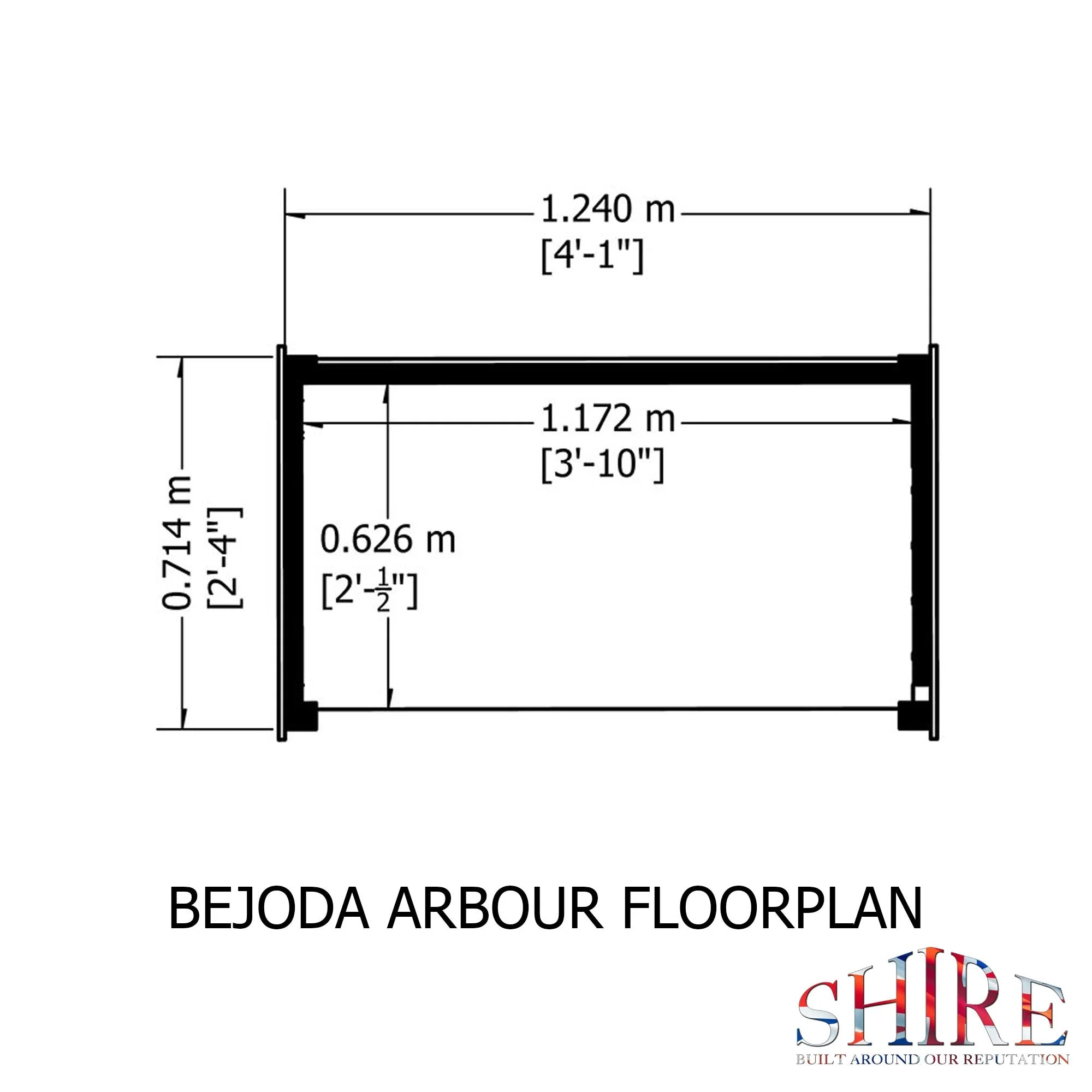 Shire Bejoda 2' x 4' Apex Garden Arbour - Classic Pressure Treated Slatted - Image 3