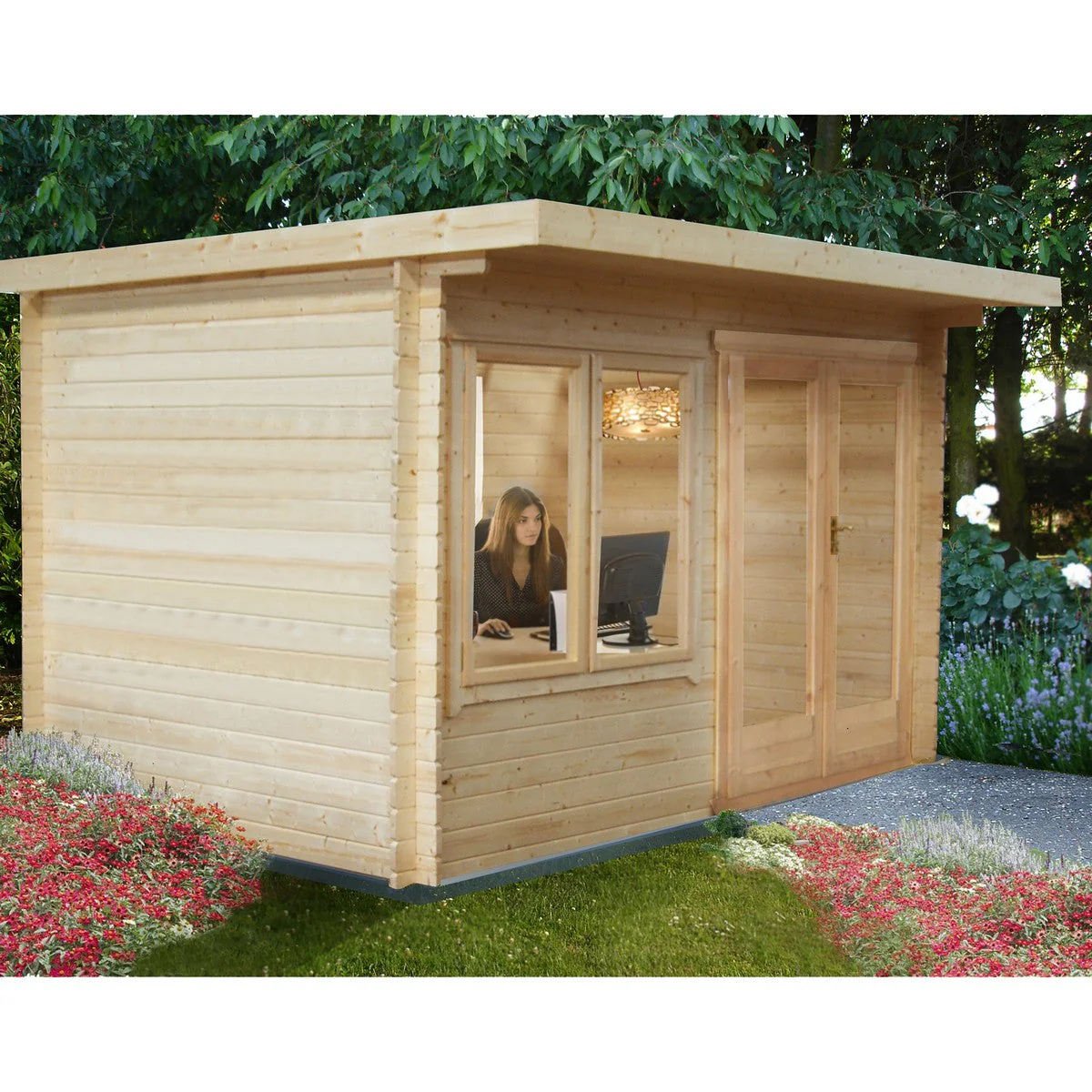 Shire Belgravia 11' 9" x 11' 9" Pent Log Cabin - Premium 34mm Cladding Tongue & Groove