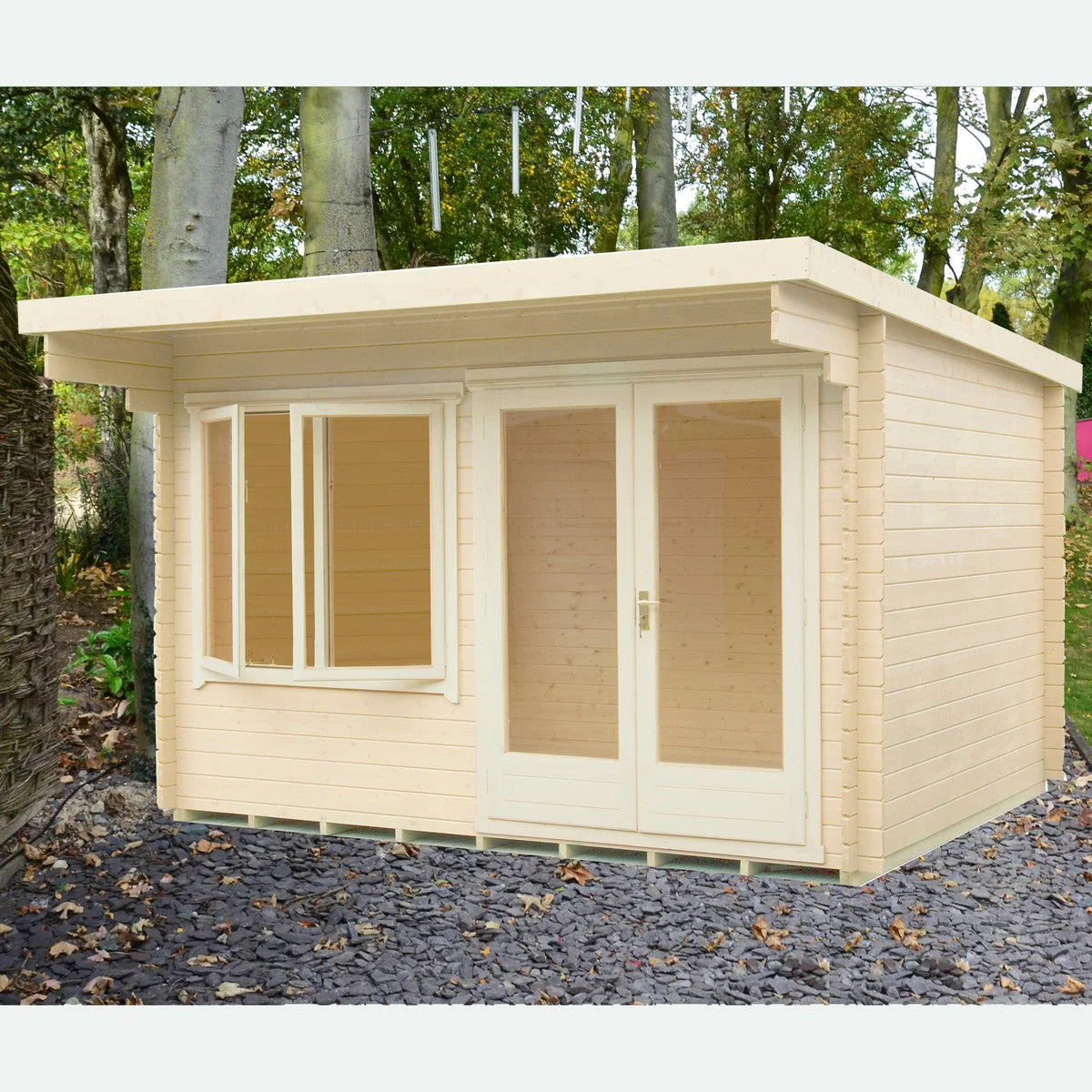 Shire Belgravia 11' 9" x 11' 9" Pent Log Cabin - Premium 70mm Cladding Tongue & Groove - Image 2