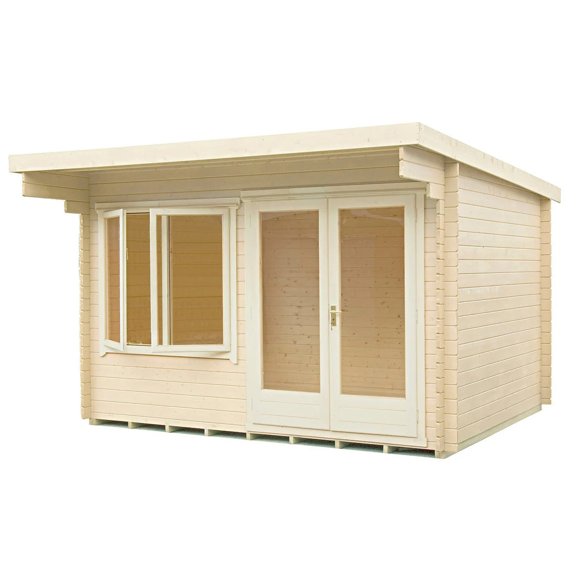 Shire Belgravia 9' 9" x 11' 9" Pent Log Cabin - Premium 70mm Cladding Tongue & Groove