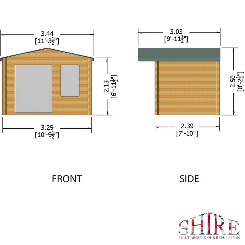Berryfield 7' x 10' 9" Apex Log Cabin - Premium 19mm Cladding Log Clad - Image 6