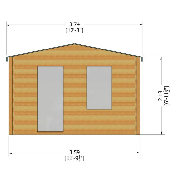 Shire Bucknells 11' 9" x 11' 9" Apex Log Cabin - Premium 34mm Cladding Tongue & Groove - Image 9