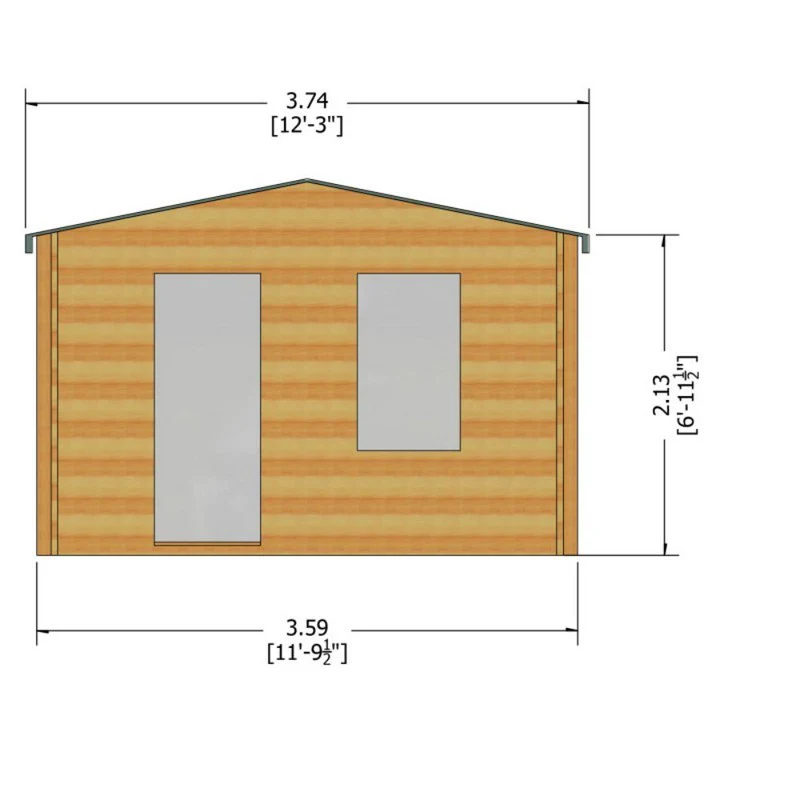 Shire Bucknells 11' 9" x 9' 9" Apex Log Cabin - Premium 34mm Cladding Tongue & Groove - Image 9