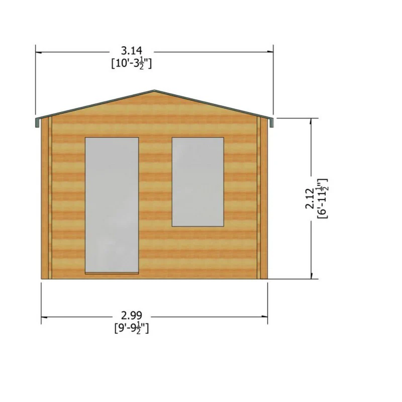 Bucknells 7' x 9' 9" Apex Log Cabin - Classic 28mm Cladding Tongue & Groove - Image 9