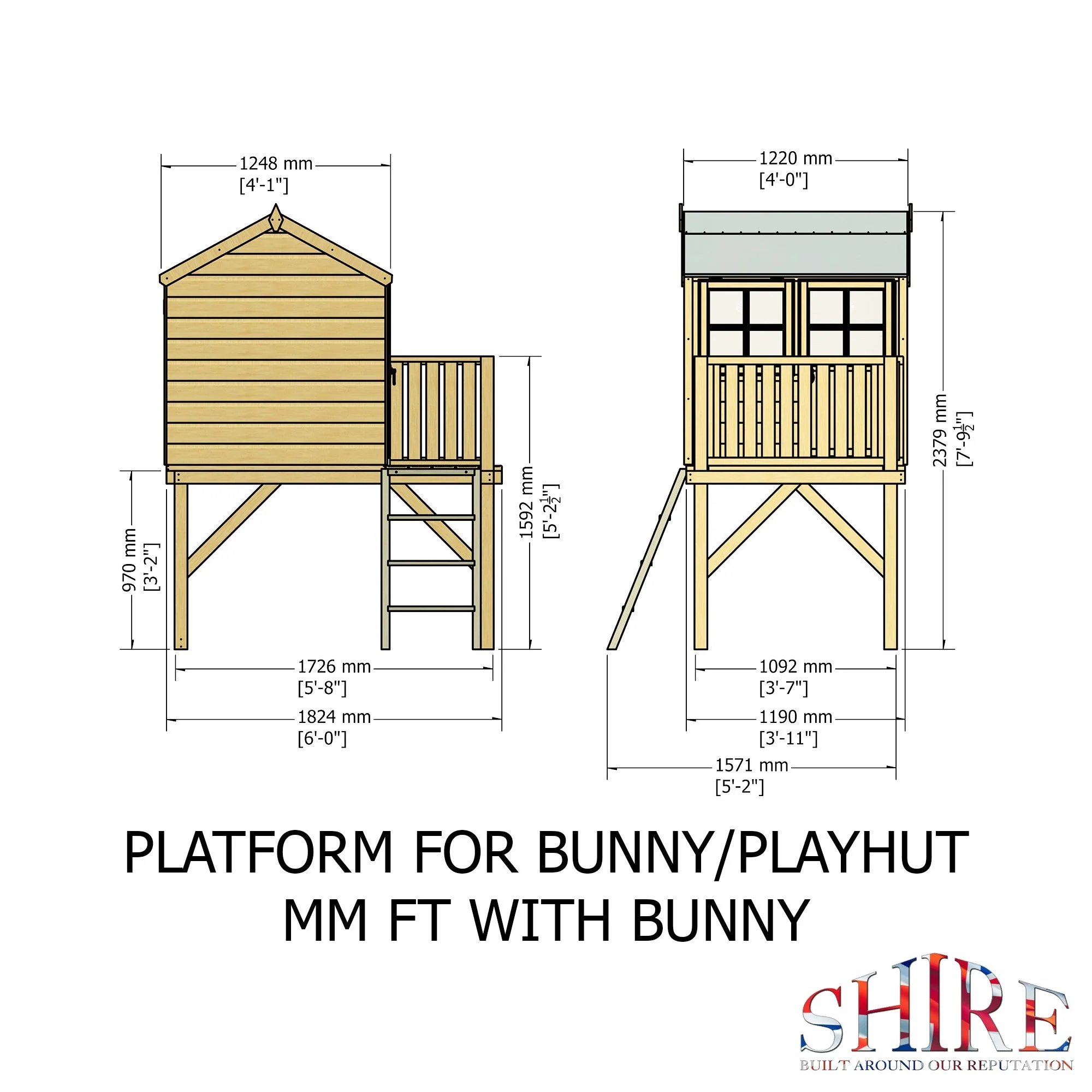 Bunny 3' 8" x 5' 11" Apex Children's Playhouse - Premium Dip Treated Shiplap - Image 4