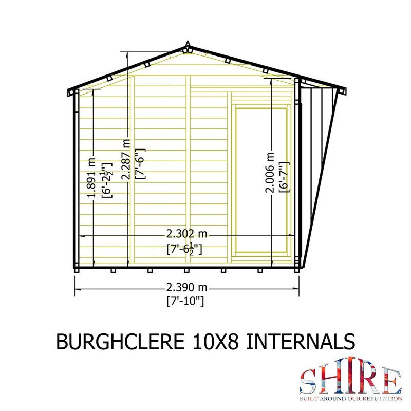 Shire Burghclere 7' 10" x 10' Pent Summerhouse - Premium Dip Treated Shiplap - Image 8