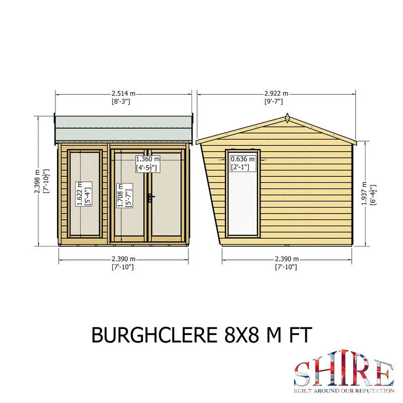 Shire Burghclere 7' 10" x 7' 10" Pent Summerhouse - Premium Dip Treated Shiplap - Image 11