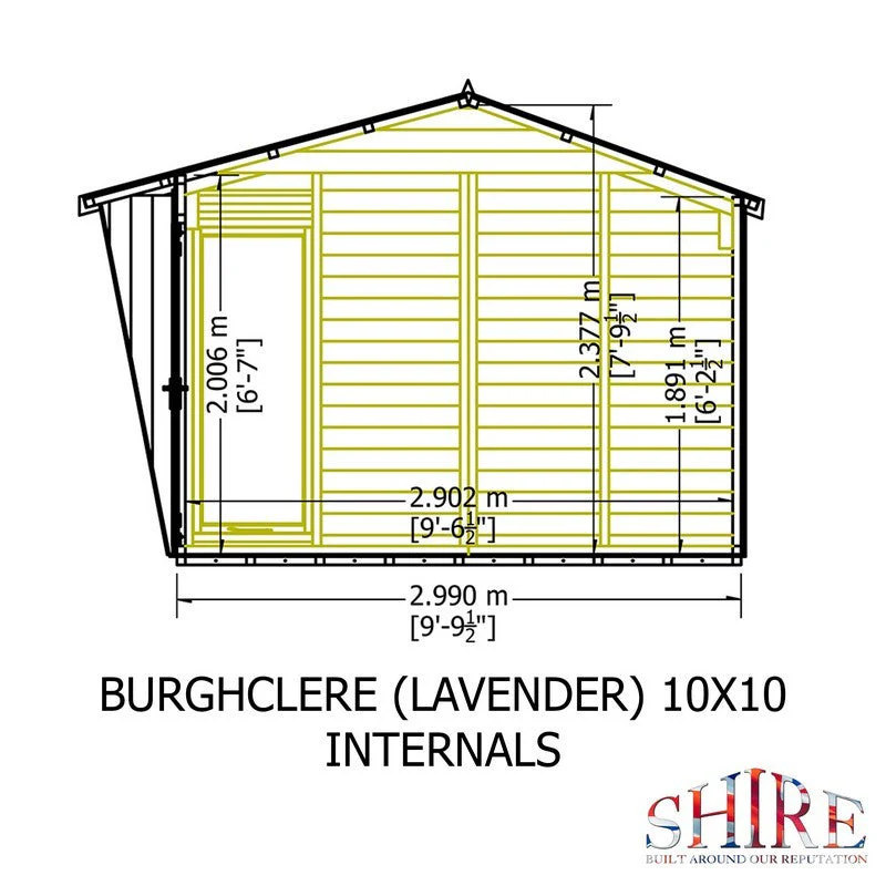 Shire Burghclere 9' 9" x 10' Pent Summerhouse - Premium Dip Treated Shiplap - Image 8