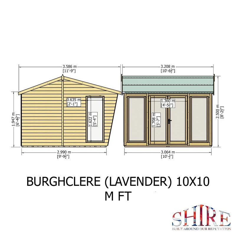 Shire Burghclere 9' 9" x 10' Pent Summerhouse - Premium Dip Treated Shiplap - Image 9