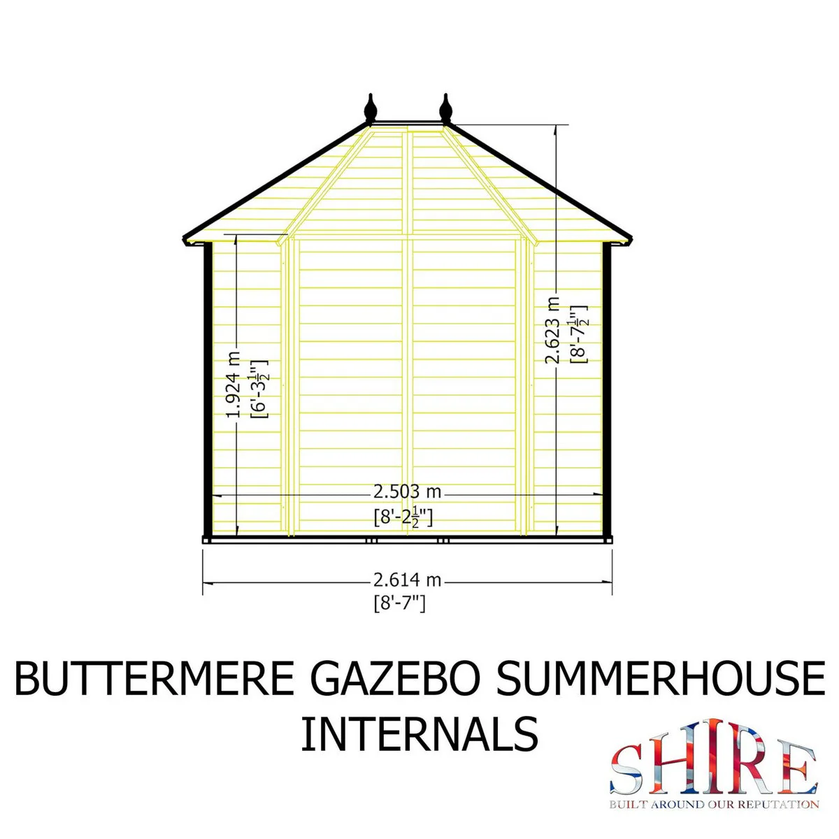 Shire Buttermere 6' 10" x 9' 4" Hexagonal Hip Summerhouse - Premium Dip Treated Shiplap - Image 10