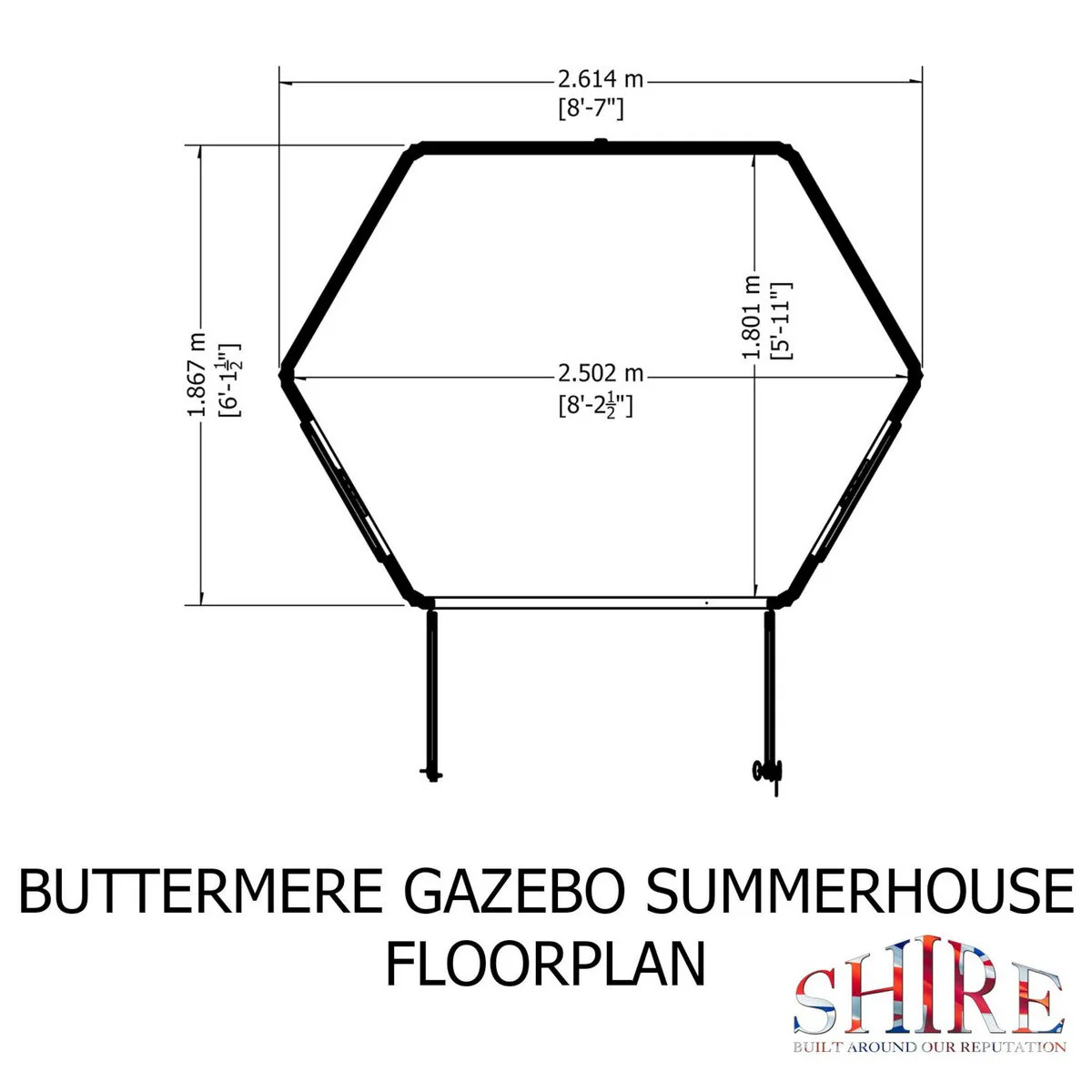 Shire Buttermere 6' 10" x 9' 4" Hexagonal Hip Summerhouse - Premium Dip Treated Shiplap - Image 11
