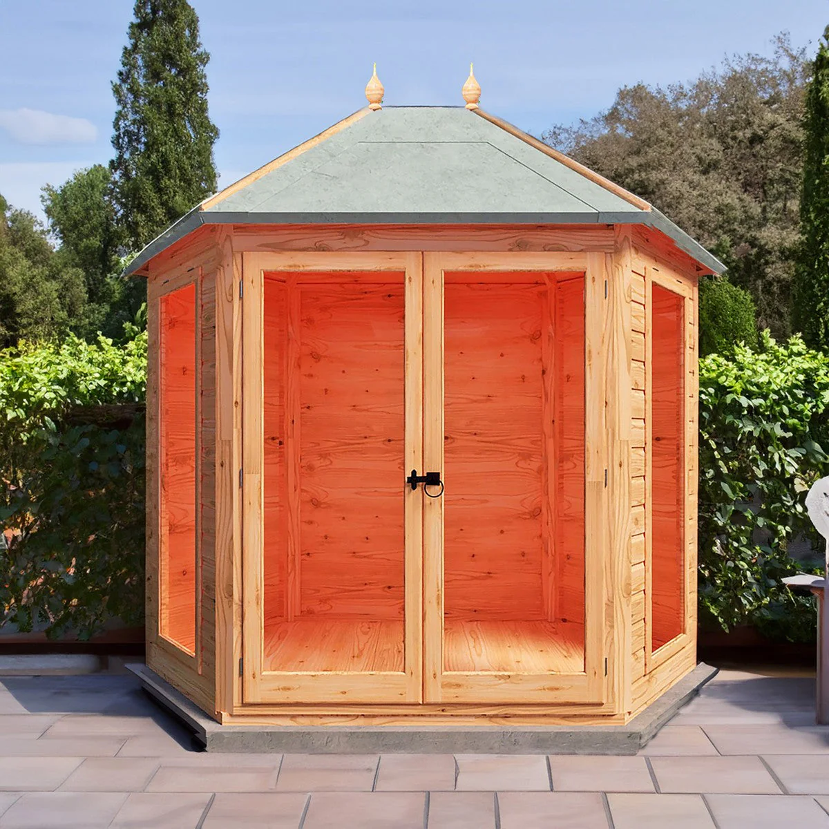 Shire Buttermere 6' 10" x 9' 4" Hexagonal Hip Summerhouse - Premium Dip Treated Shiplap - Image 5