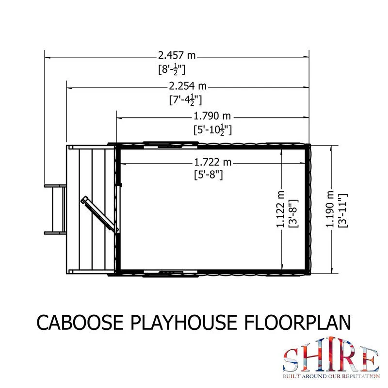 Shire Caboose 7' 6" x 4' 9" Curved Children's Playhouse - Classic Dip Treated Shiplap - Image 7