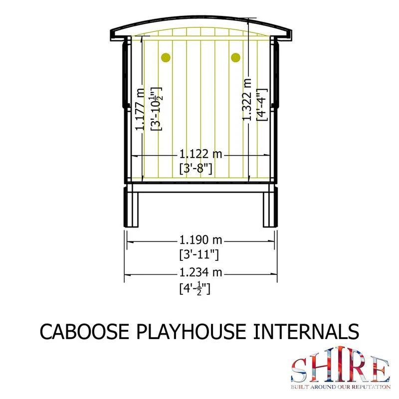 Shire Caboose 7' 6" x 4' 9" Curved Children's Playhouse - Classic Dip Treated Shiplap - Image 8