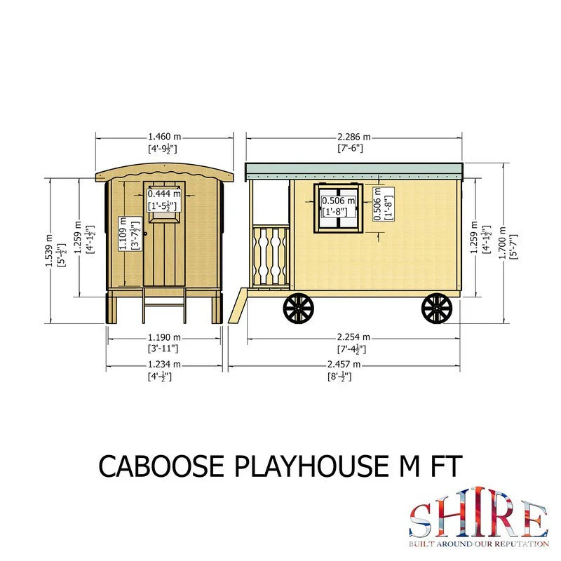 Shire Caboose 7' 6" x 4' 9" Curved Children's Playhouse - Classic Dip Treated Shiplap - Image 9