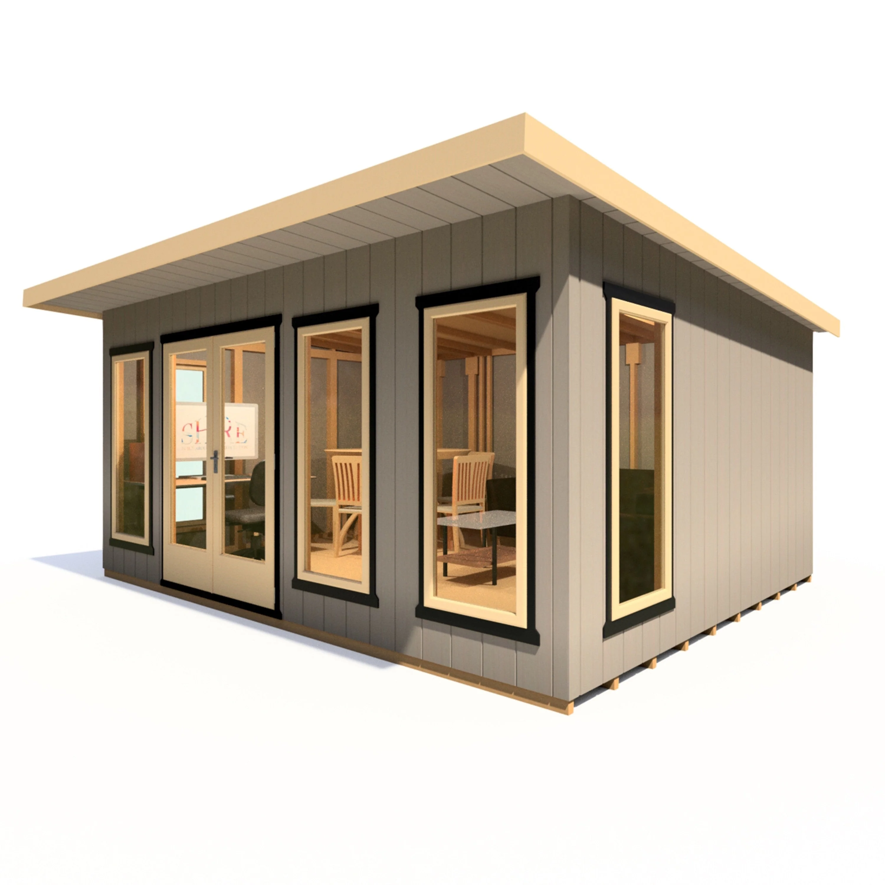 Shire Cali 12' 5" x 15' 6" Pent Garden Office - Premium Wax Board - Image 6