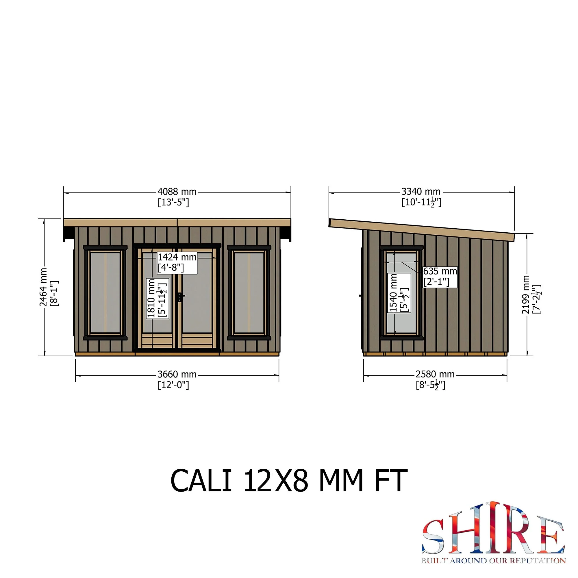 Shire Cali 8' 5" x 12' Pent Garden Office - Premium Wax Board - Image 4