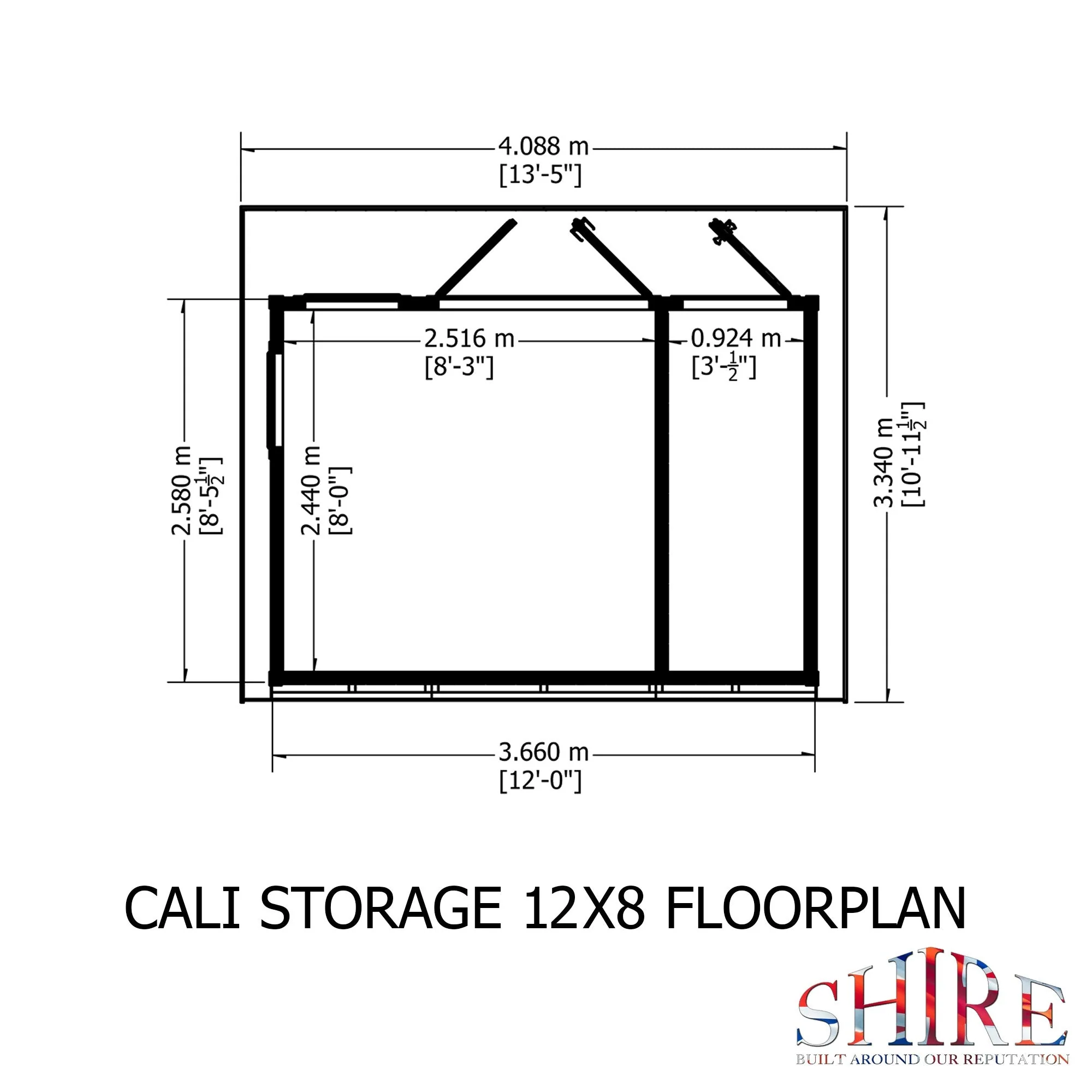Shire Cali 8' 5" x 12' Pent Garden Office with Storage - Premium Wax Board - Image 3