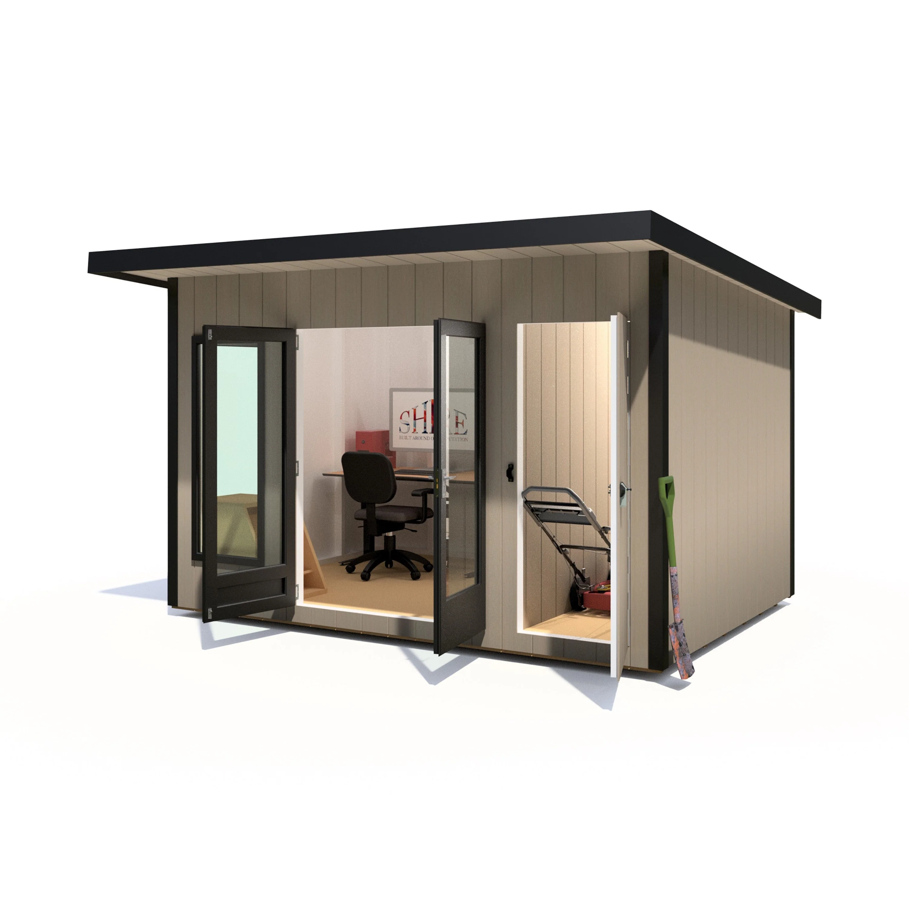 Shire Cali 8' 5" x 12' Pent Garden Office with Storage - Premium Wax Board - Image 8