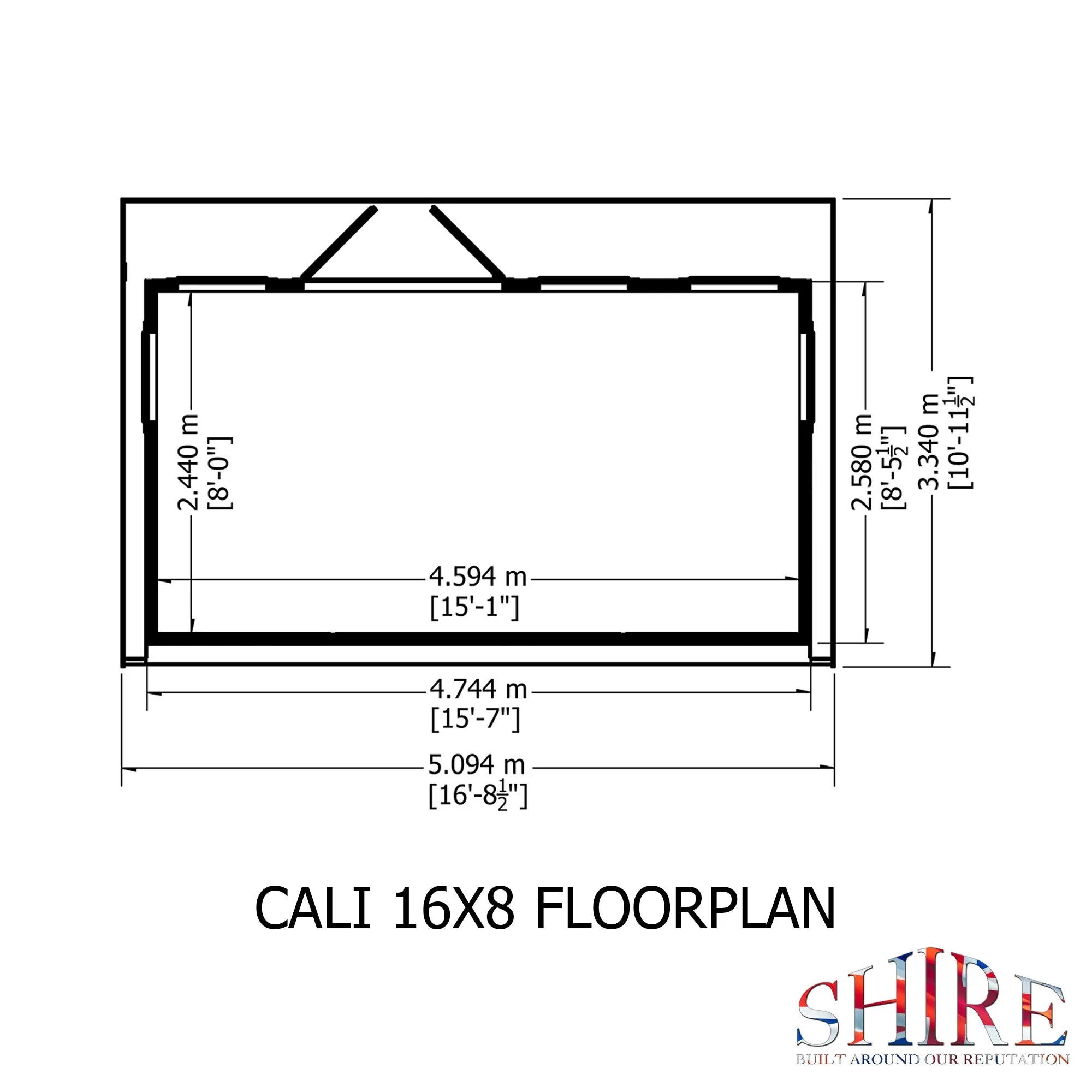 Shire Cali 8' 5" x 15' 6" Pent Garden Office - Premium Wax Board - Image 3