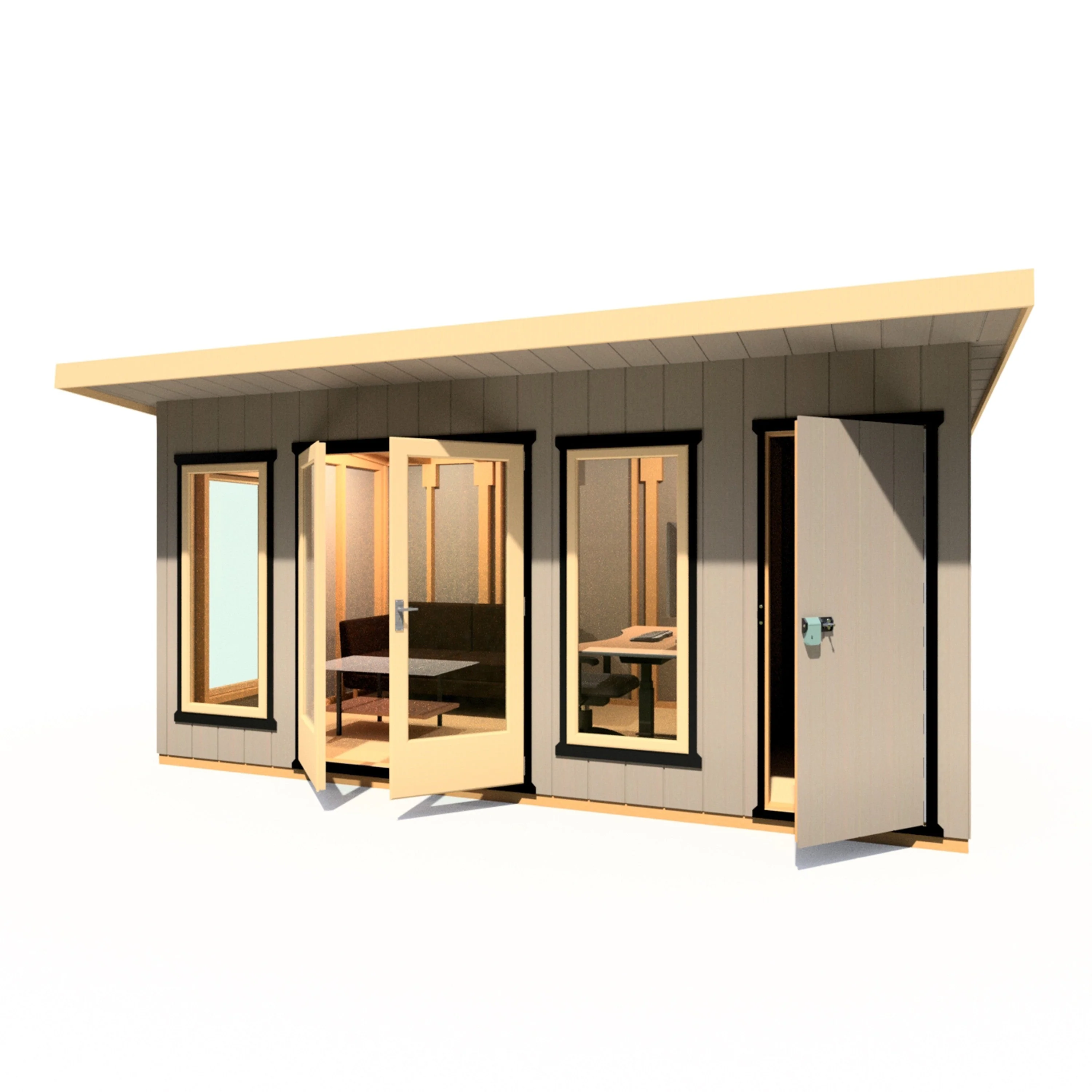 Shire Cali 8' 5" x 15' 6" Pent Garden Office with Storage - Premium Wax Board - Image 5