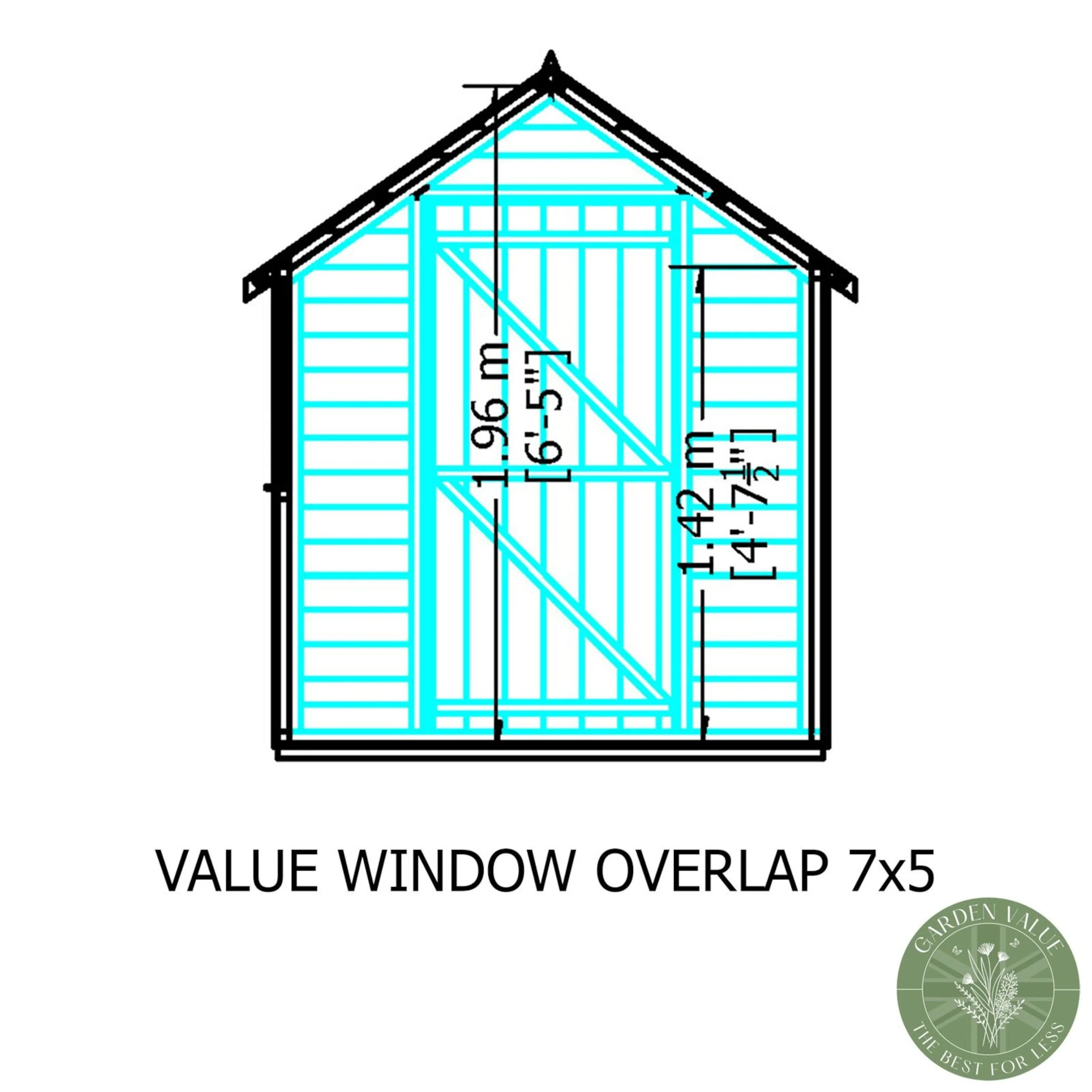 Cambridge 5' 1" x 6' 8" Apex Shed - Budget Dip Treated Overlap - Image 6