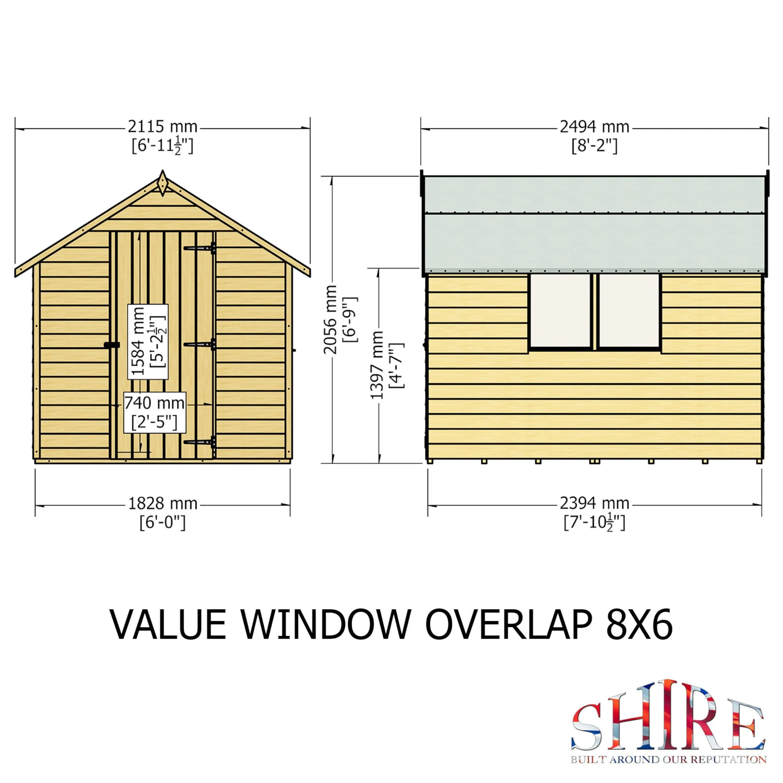 Cambridge 5' 9" x 7' 10" Apex Shed - Premium Pressure Treated Overlap - Image 4