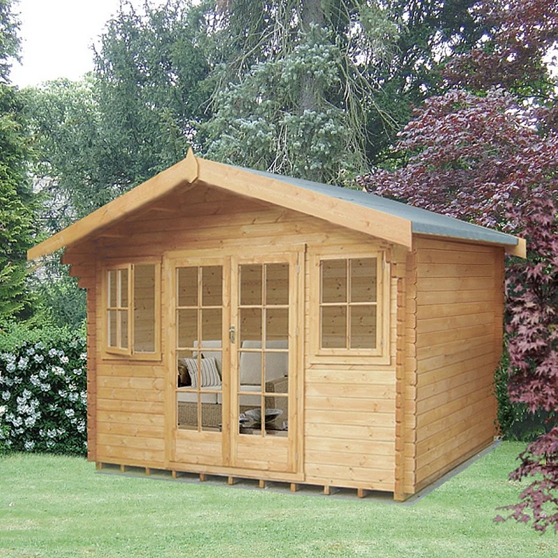 Shire Clipstone 13' 8" x 13' 8" Apex Log Cabin - Premium 28mm Cladding Tongue & Groove