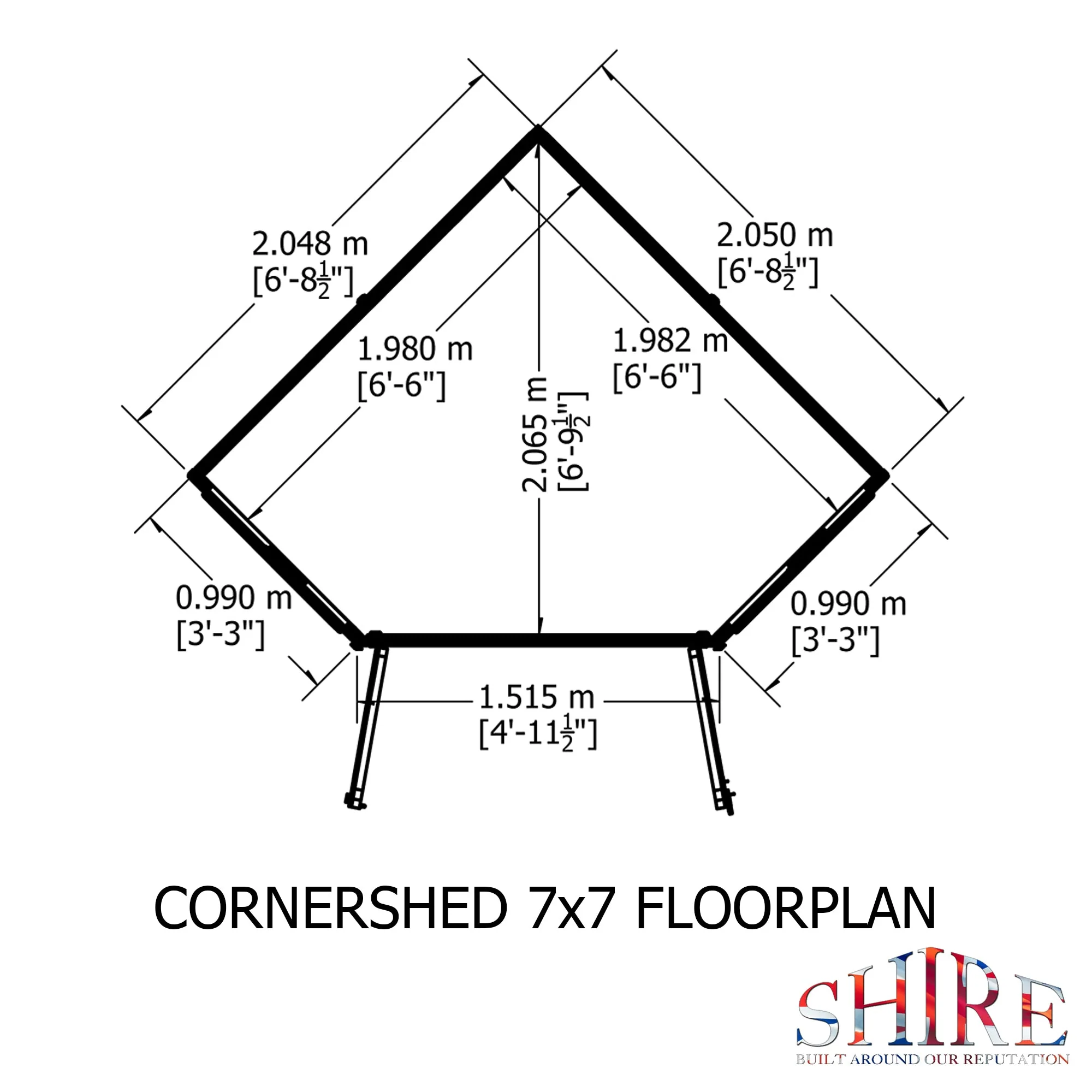 Corner 6' 5" x 6' 8" Flat Shed - Premium Dip Treated Shiplap - Image 3