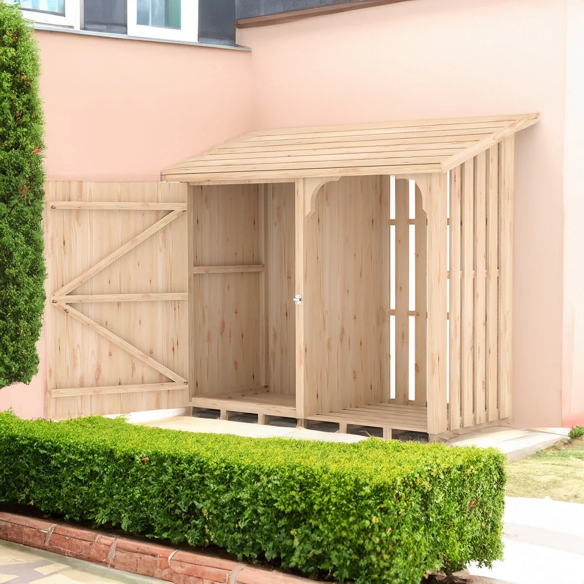 Shire Country 2' 5" x 5' 4" Pent Log Store - Classic 12mm Cladding Shiplap - Image 3