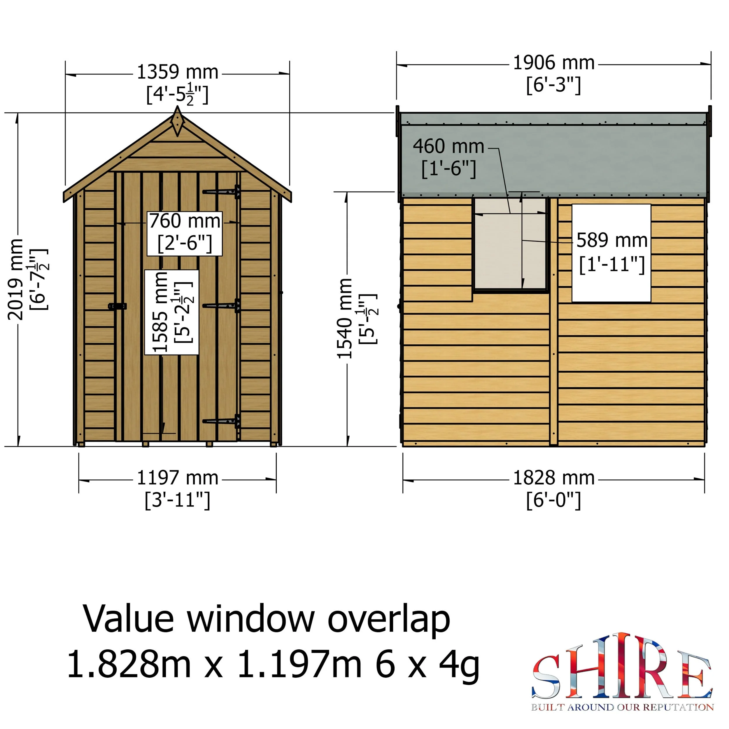Cromer 3' 8" x 5' 11" Apex Shed - Premium Pressure Treated Overlap - Image 4