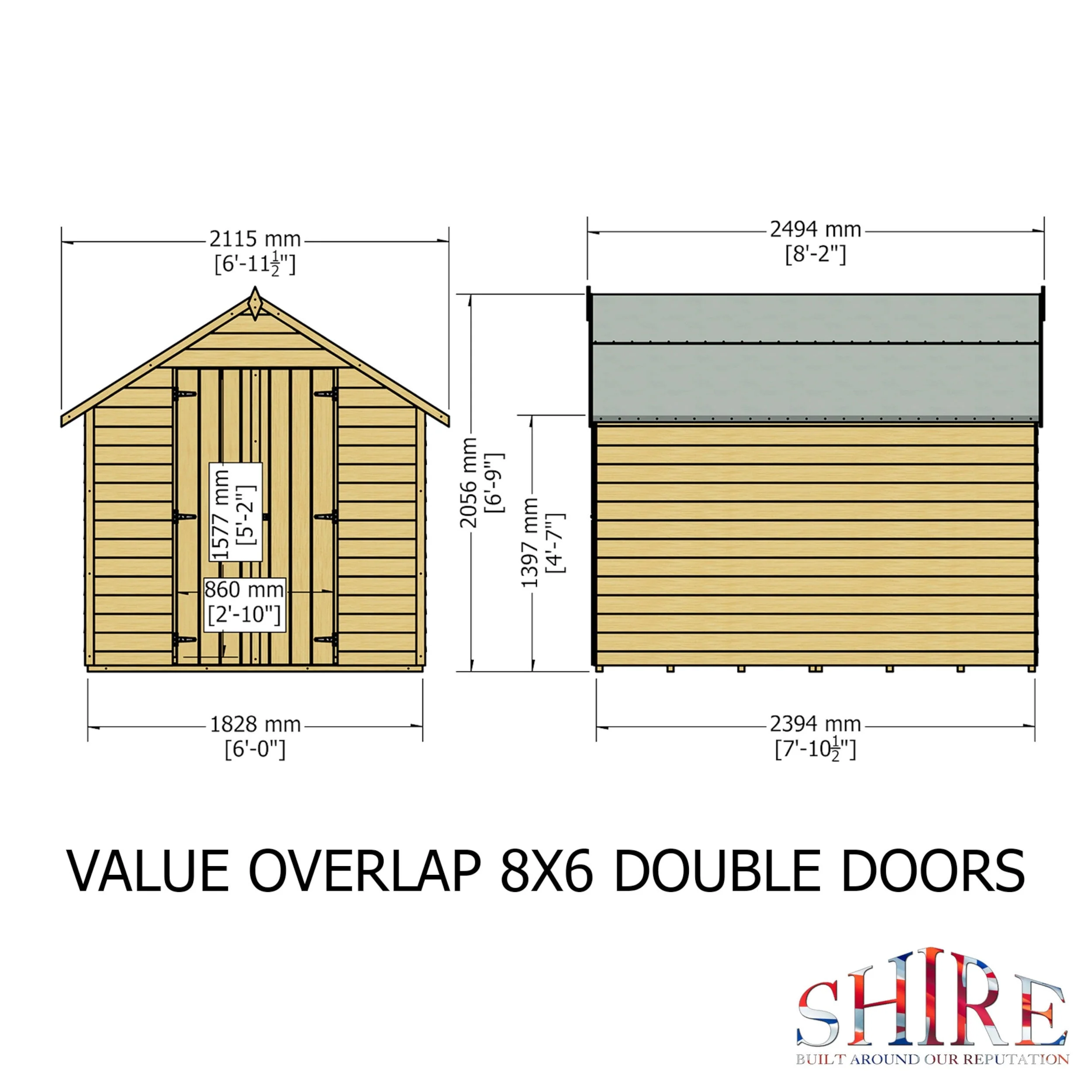 Cromer 5' 9" x 7' 10" Apex Shed - Premium 6mm Cladding Overlap - Image 4