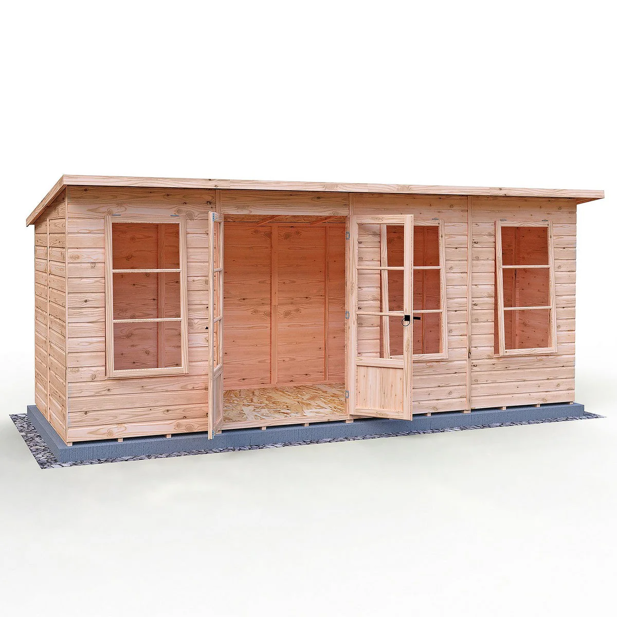 Shire Dahlia 7' 4" x 16' 2" Pent Summerhouse - Premium Dip Treated Overlap - Image 2