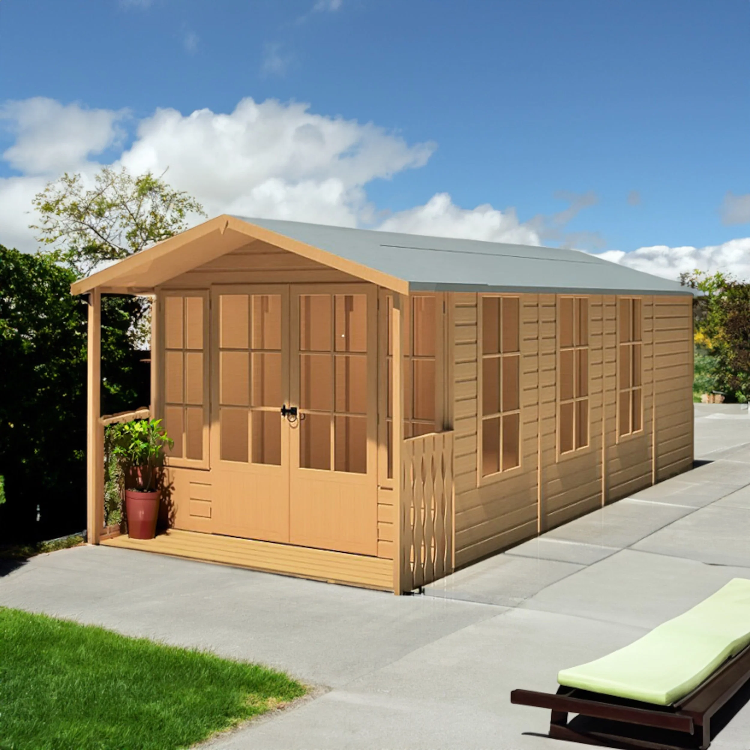 Shire Delmora 15' 5" x 8' Apex Summerhouse - Premium Dip Treated Shiplap