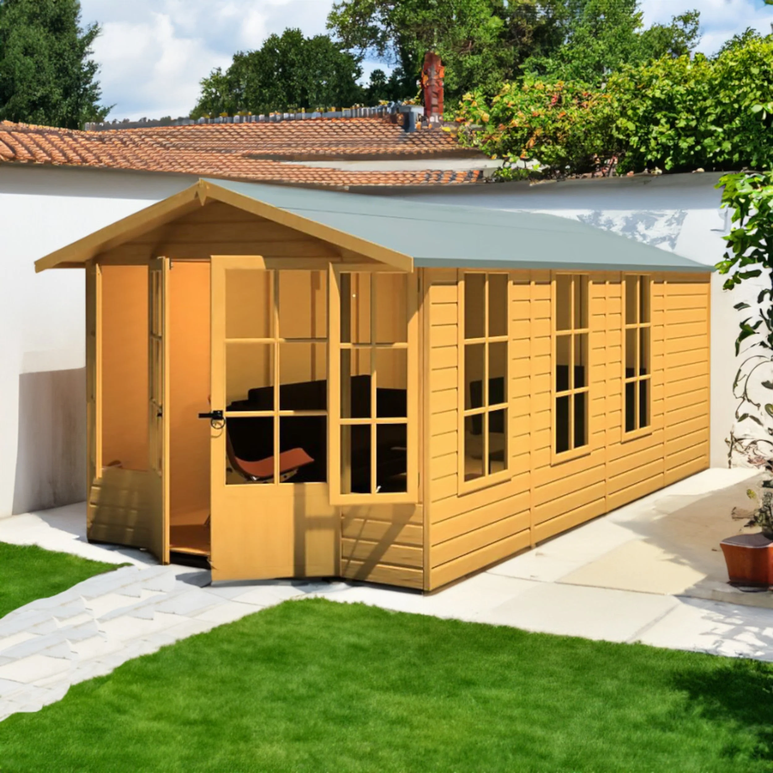 Shire Delmora 15' 5" x 8' Apex Summerhouse - Premium Dip Treated Shiplap