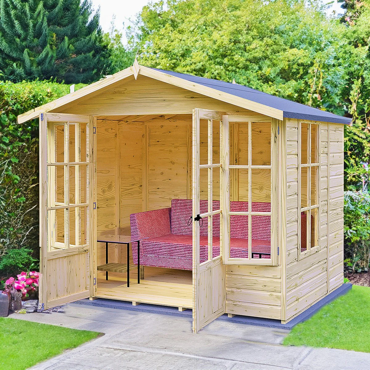 Shire Delmora 6' 11" x 8' 6" Apex Summerhouse - Premium Dip Treated Shiplap - Image 2