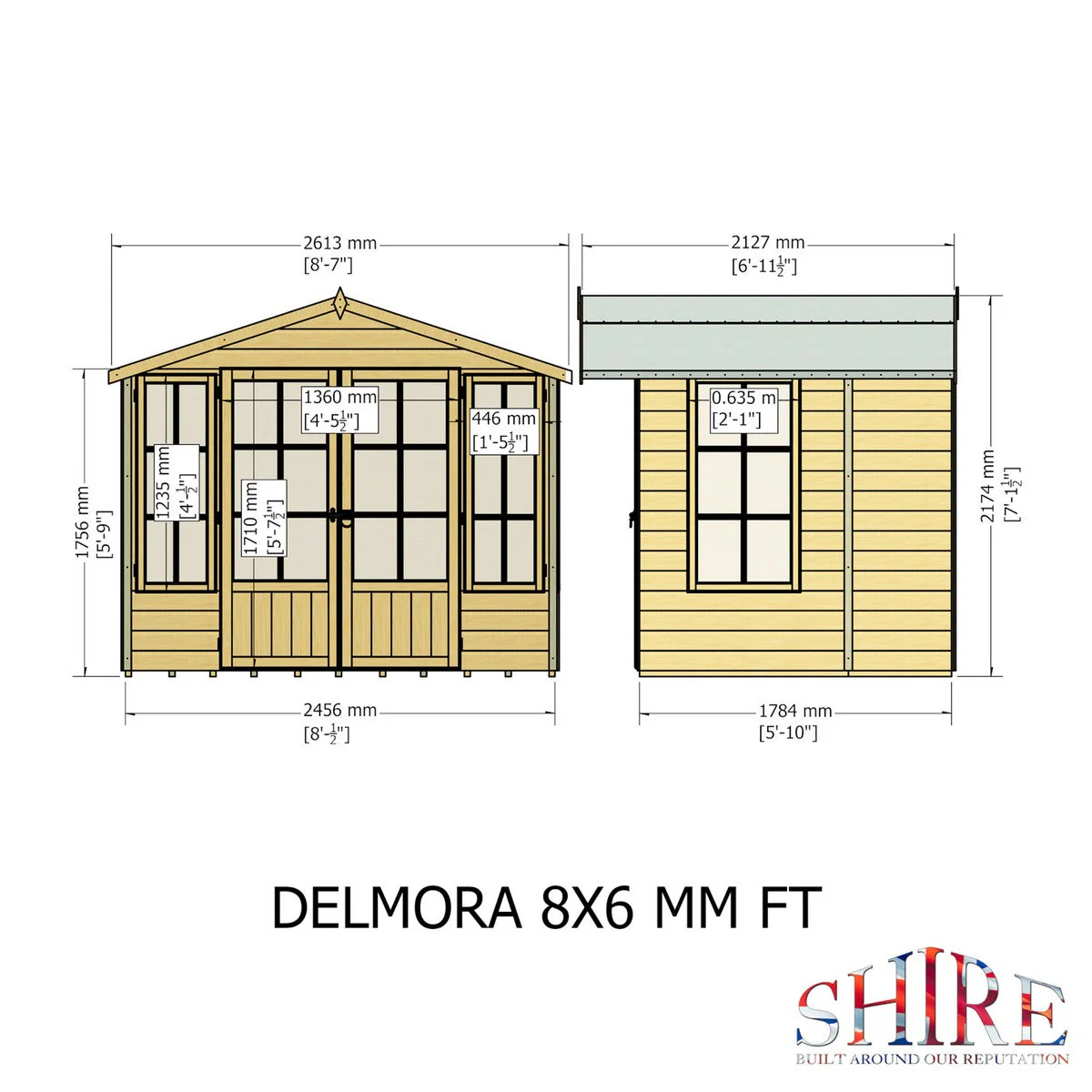 Shire Delmora 6' 11" x 8' 6" Apex Summerhouse - Premium Dip Treated Shiplap - Image 4