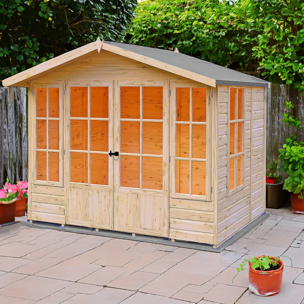 Shire Delmora 6' 11" x 8' 6" Apex Summerhouse - Premium Dip Treated Shiplap - Image 8