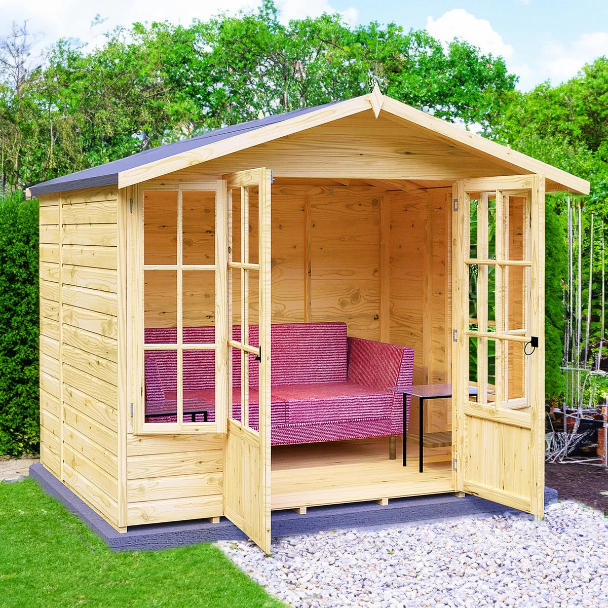 Shire Delmora 6' 11" x 8' 6" Apex Summerhouse - Premium Dip Treated Shiplap - Image 9