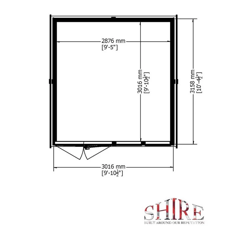 Shire Drayton 10' 4" x 9' 10" Reverse Apex Garden Studio - Premium Dip Treated Tongue & Groove - Image 4