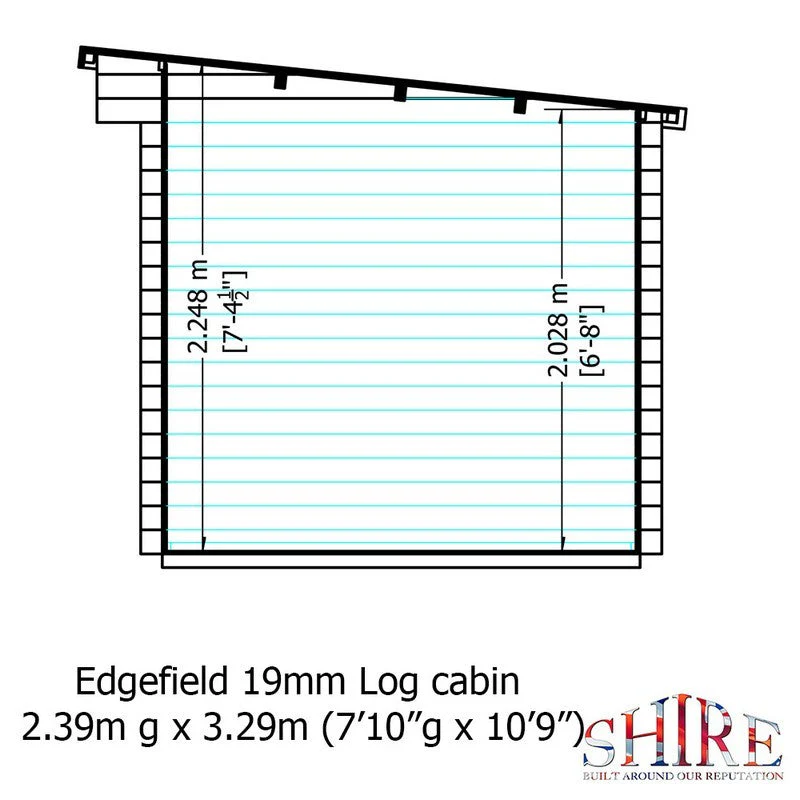Shire Edgefield 10' 9" x 7' 10" Pent Log Cabin - Premium 19mm Cladding Log Clad - Image 11