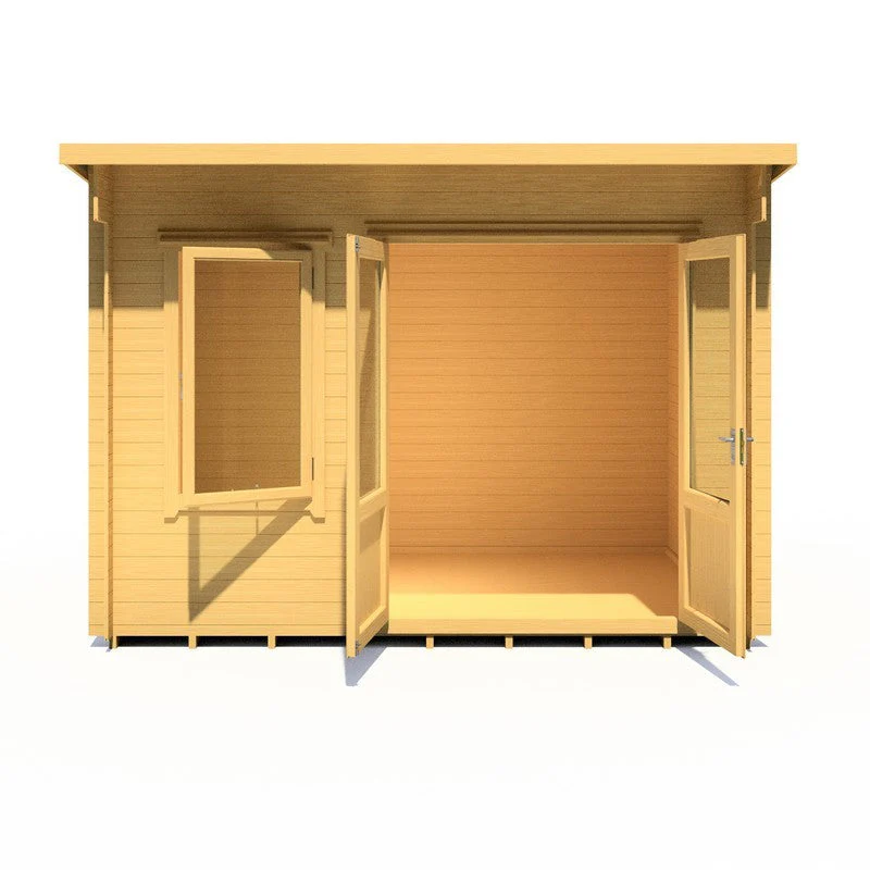 Shire Edgefield 10' 9" x 7' 10" Pent Log Cabin - Premium 19mm Cladding Log Clad - Image 2