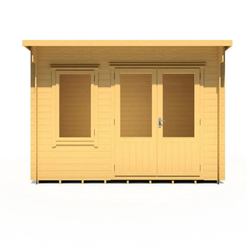 Shire Edgefield 10' 9" x 7' 10" Pent Log Cabin - Premium 19mm Cladding Log Clad - Image 3