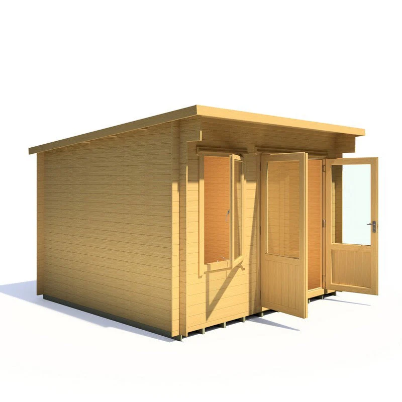 Shire Edgefield 10' 9" x 9' 9" Pent Log Cabin - Premium 19mm Cladding Log Clad - Image 2
